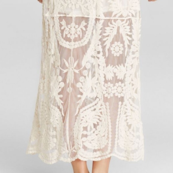 Ella Moss Cabana Lace Overlay Boho Maxi Dress Beach Coverup Wedding Dress - Picture 5 of 7